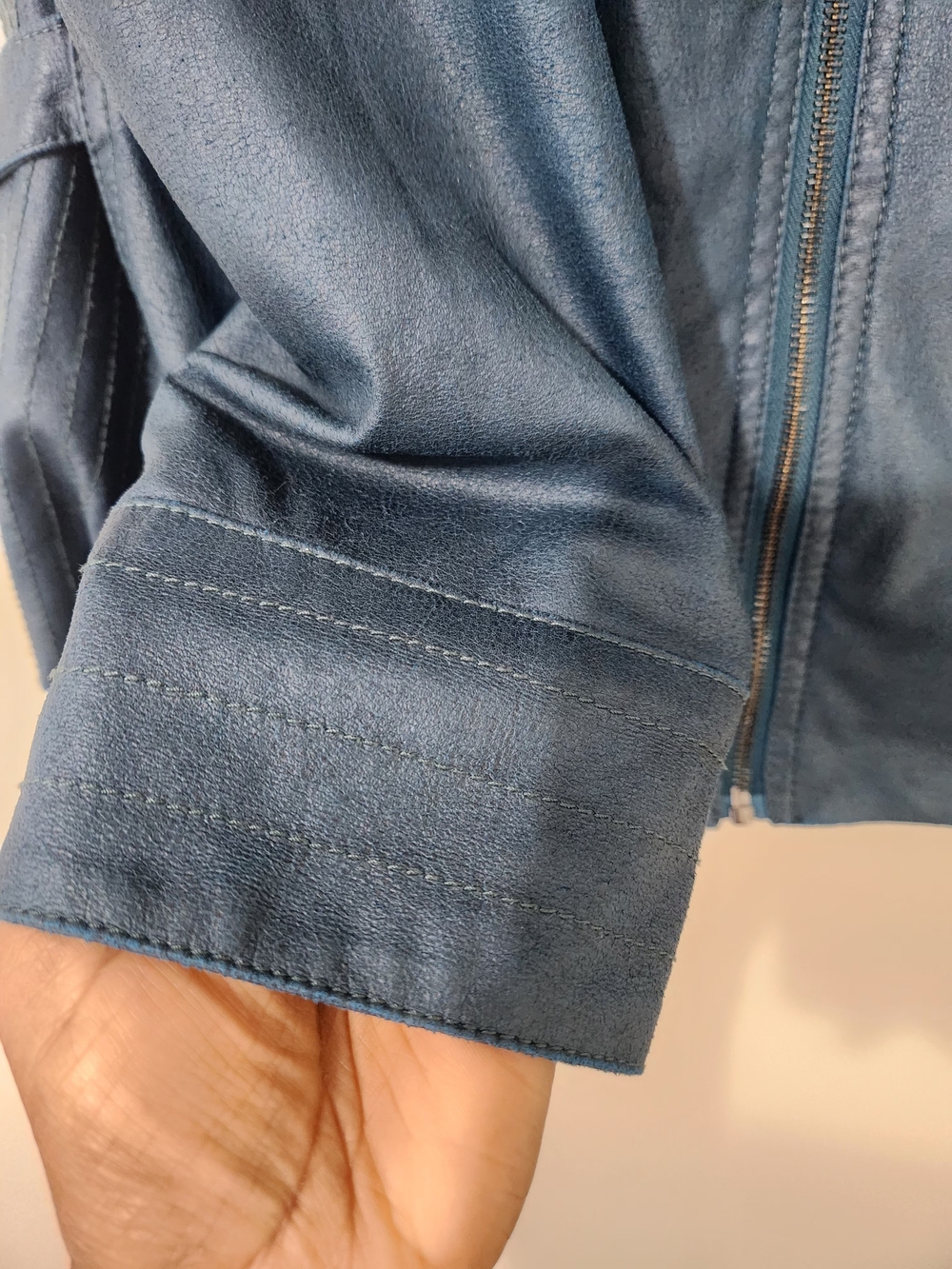 Conrad C Collection Vintage Women's Blue Faux Leather Light Zip-Up Jacket Sz 14 - Picture 10 of 16